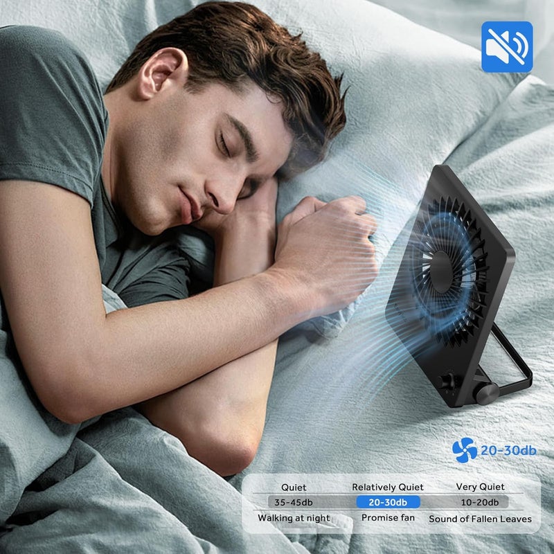 EasyAcc Powerful Desk Fan, 6000 Battery [Max 10-26H Working Time] Rechargeable Portable Personal Travel Fan with Step-less Speed Control, Quiet Fan for Travel Office Home Cruise Sporting Events - Image 4